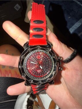 Red and Black Crystal-Accent Sport Smartwatch by